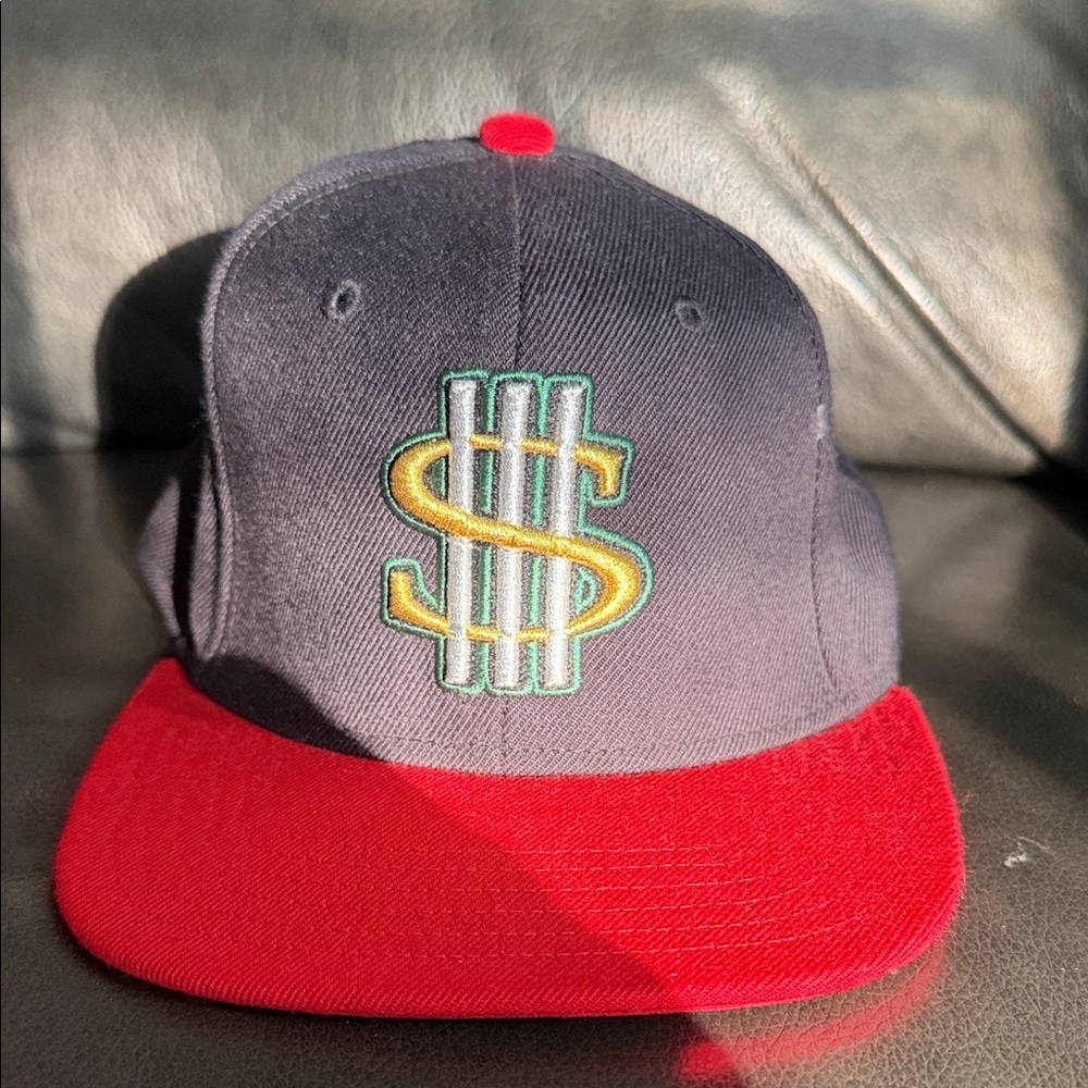 Adidas Black and Red Cap with Dollar Sign Logo